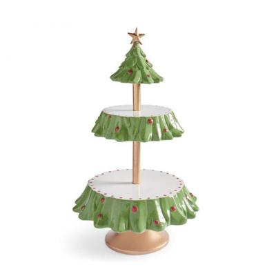 Christmas Snack Stand 2 Tier Resin Food Serving Tray Cupcake Holder Bowl Snack Rack Christmas Table Decoration Ornaments