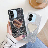 เคสกระจกติดเพชรสีแดง A2 A1 A1 + ใหม่2022หรูหรา RedmiA2ปลอกโทรศัพท์มือถือทึ่คลุมโทรศัพท์ใสดาวระยิบระยับทึบสำหรับ RedmiA1 2022