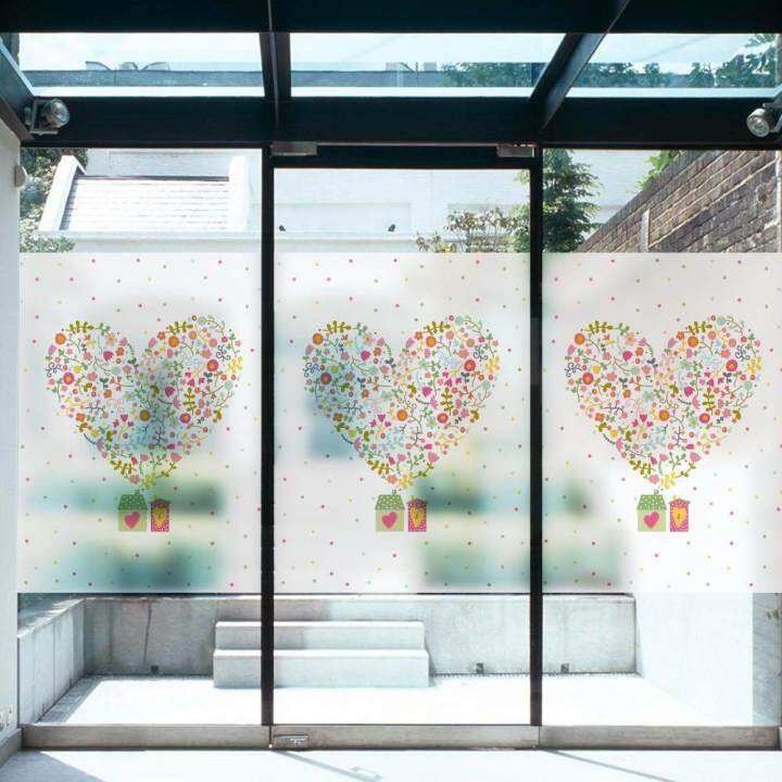 [COD]DKtie Frosted Glass Window Film Heart-shaped Stained Glass ...