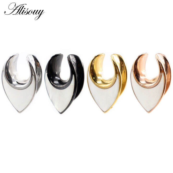 alisouy-1ชิ้น8-25มิลลิเมตรสแตนเลสอานสีขาวเชลล์หูอุโมงค์เสียบ-expander-เปลมาตรวัดต่างหูเจาะเครื่องประดับร่างกาย