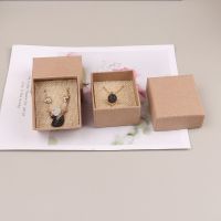 6 Retro Kraft Jewelry Box with Sponge Linen Inside Gift Cardboard Boxes for Ring Necklace Earring jewelry display Packaging Box