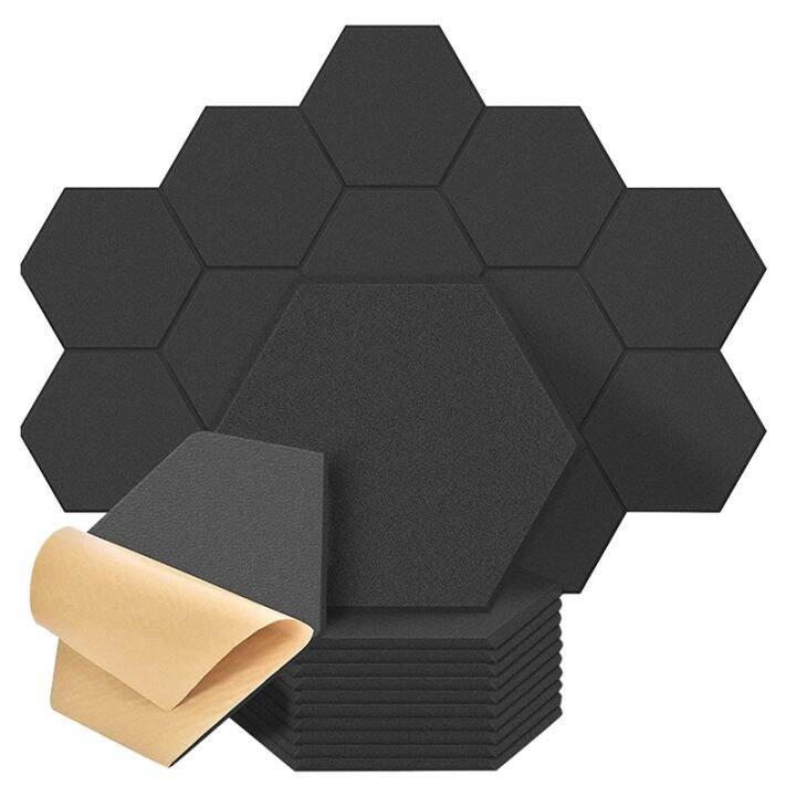 14 Pack Hexagon Acoustic Panels Beveled Edge Sound Proof Foam Panels