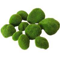 【cw】10Pcs Artificial Green Moss Covered Stones Simulation Plant Decorative Faux Rock Balls for Fairy Gardens fish tank DIY Crafts