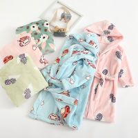 New Arrival 18 Color Baby Girls Winter Flannel Pajamas Kids Boys Cartoon Warm Hooded Sleepwear Childrens Coral Velvet Bathrobes