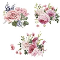 【jw】۩▫❃ Vinil Decalque para Sala de Casa Adesivo Parede Janela e Porta Geladeira Cozinha Bouquet Aquarela Flor Bouquet 3 Fileiras QCF4