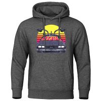 Back To The Future Car At Sunset Men Hoodies Cartoon Pocket Pullover Crewneck Loose Sweatshirt Autumn Warm Hoodie Man Size XS-4XL