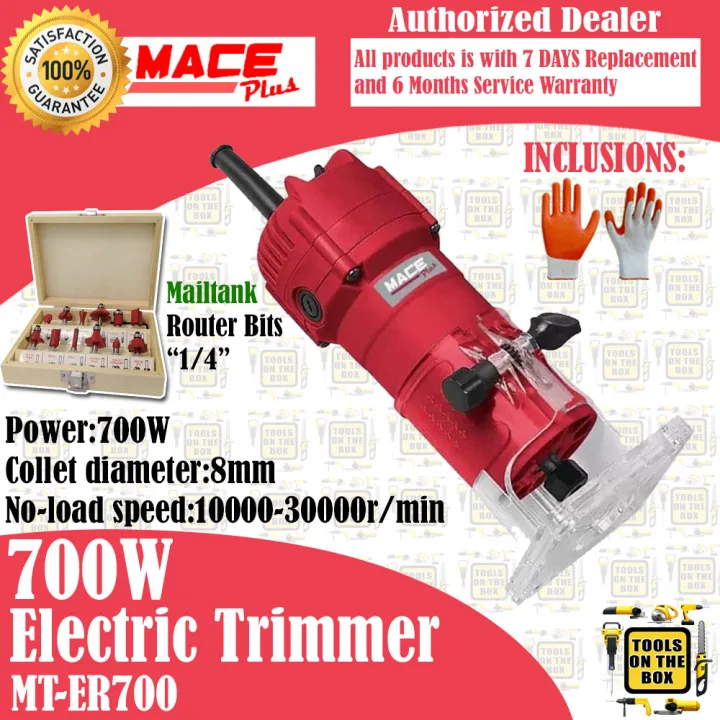 Mace Plus Electric Router / Trimmer 700W MTER700 with Router Bits Set