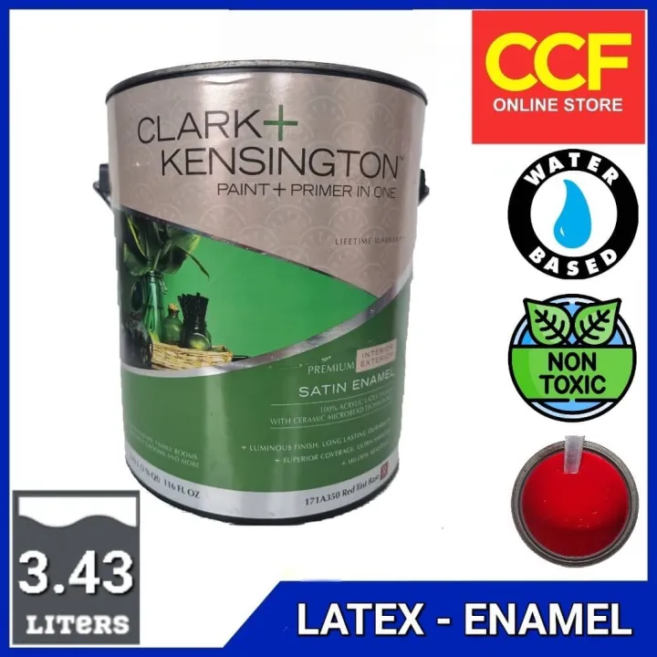 Clark+Kensington Latex Enamel Satin Red Tint Base Paint 3.43 liters US