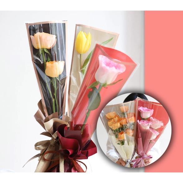 50pcs Single Rose Plastic Package Transparent Flower Bouquet