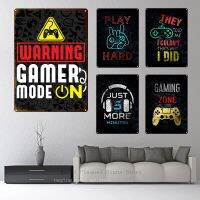 เกมบนป้ายโลหะ-ป้ายดีบุกวินเทจ Gamer Zone Plate Warning My Rules For Bar Pub Club Man Cave GAME Room Wall Decor-เหมาะสำหรับนักเล่นเกมและแฟนกีฬา