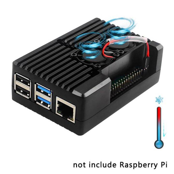 in-stock-fuchijin77-raspberry-pi-4เคสอลูมิเนียมกรอบหุ้มพร้อมพัดลมทำความเย็นคู่4ฮีทซิงค์ระบายความร้อนแบบแอคทีฟพาสซีฟสำหรับ-raspberry-pi-4รุ่น-b