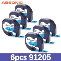 【No-profit】 【Free shipping】 Absonic ฉลากพลาสติกใช้ได้กับ Dymo LetraTag 6PK 91205 91225 91335สีดำบนสีน้ำเงินสำหรับเครื่องพิมพ์ดีด LT-100H Dymo LetraTag