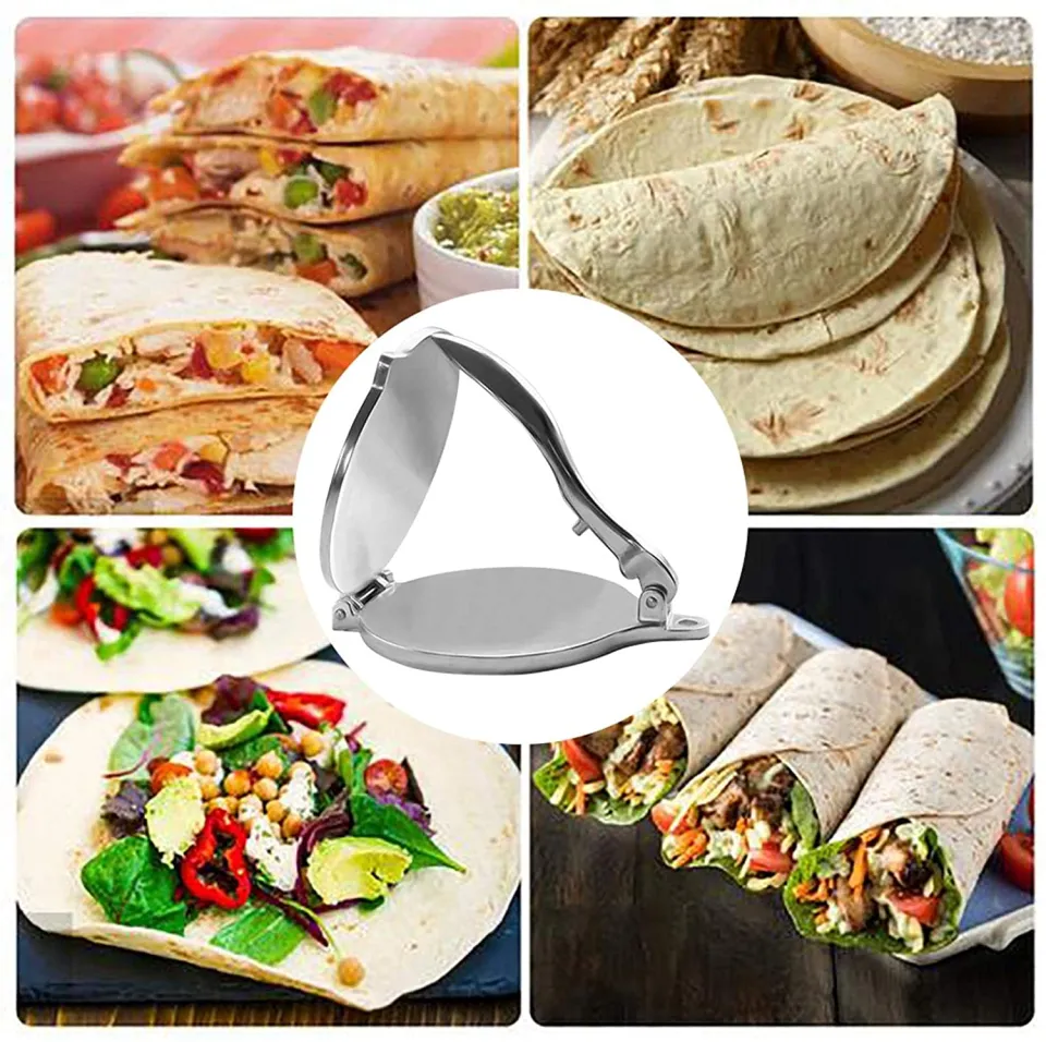 Cast Iron Tortilla Press Roti Maker Flour Flatbread Kitchen Baking Griddle  Pan