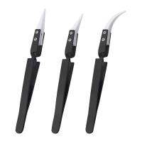 3Pcs Anti Static Reverse Ceramic Tweezer IC SMD SMT Reverse Tweezers Heat Resistant 1000 Degree Hand Tools