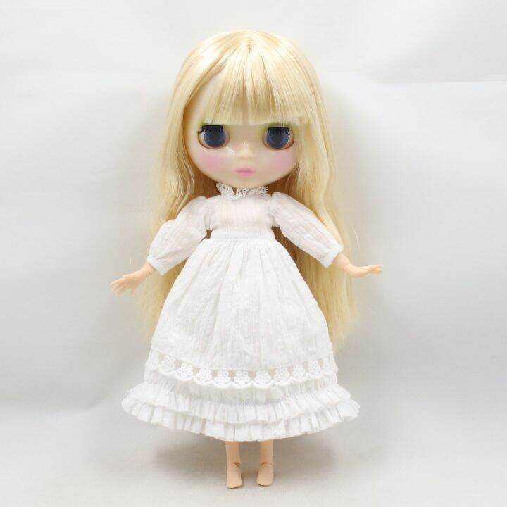 blythe-doll-clothes-ชุดเสื้อผ้าตุ๊กตาบลายธ์-white-dress-fit-for-licca-icy