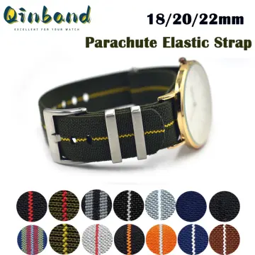 20mm Gray + Black Elastic Parachute Military Watch Band | B & R Bands