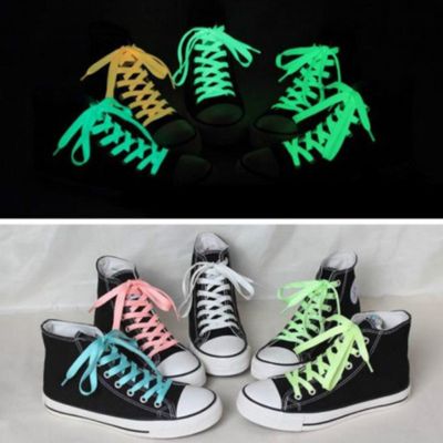 1Pair Luminous Shoelaces Flat Sneakers Canvas Shoe Laces Glow In The Dark Night Color Fluorescent Shoelace 60cm/80/100/120/140cm