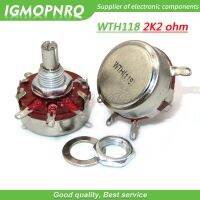 5PCS WTH118 2W 1A Potentiometer 2.2K ohm WTH118 2W Round Shaft Carbon Rotary Taper Potentiometer WTH118 2K2