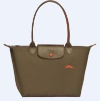 Gift bag๑  100  Authentic longchamp le pliage club women handbag Waterproof Dumpling Bag fashion handbag 70th anniversary embroidery folding nylon shoulder bag S size L2605619A23 Khaki made in france