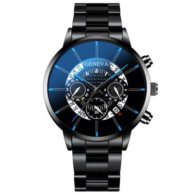 【July hot】 Cross-border foreign trade business casual watch perspective hollow non-mechanical mens alloy steel belt calendar quartz