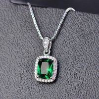 ☽✿ Huitan Geometric Cubic Zirconia Pendant Necklace for Women Luxury Temperament Female Wedding Trend Neck Accessory Party Jewelry