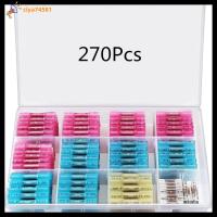 CIYA74581 270Pcs กันน้ำกันน้ำได้ ขั้วต่อปลายท่อหด 26-10 AWG ฉนวนกันความร้อน ชุดขั้วต่อสายไฟ พร้อมกล่องเก็บของ 4ขนาด ขั้วก้นขั้ว ยานยนต์สำหรับรถยนต์