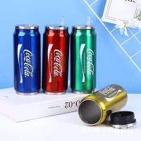 Stainless Steel Thermos Bottle New Creative Cola Pattern Water Bottle Portable Travel Car Coffee Insulated Cup Student Straw Mug Specialty Glassware