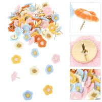 60pcs Embroidered Flower Push Pin Multi-function Multi-function Thumbtacks Delicate Push Pin Map Supply Clips Pins Tacks