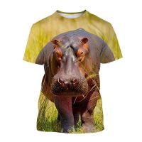 เสื้อยืด Hippopotamus สัตว์ Hippo พิมพ์ 3D Street Wear ผู้ชายแฟชั่นผู้หญิงบวกขนาดเสื้อแขนสั้นเด็กเสื้อยืดเสื้อผ้าด้านบน XS-5XL