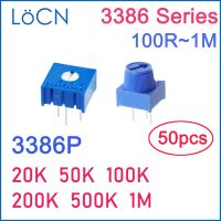 LoCN 50PCS 3386P 20K 50K 100K 200K 500K 1M 203 104 204 504 105 Trim Pot Trimmer Potentiometer with Knob ohm 3386 High Quality