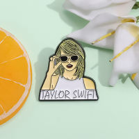 Taylor Swift เข็มกลัดลงยารูปตัวการ์ตูนสวมแว่นกันแดดป้ายแผ่นโลหะสำหรับหญิงสาวของขวัญสำหรับเพื่อนเครื่องประดับแฟชั่น