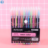 ปากกาหมึกเจลเรืองแสง A-I ปากกาเน้นข้อความ12สีปากกาสีเจลปากการะบายสีเรืองแสงปากกาหมึกเจลสำหรับศิลปินนักข่าวที่แสดง JS-019-MY