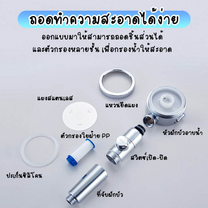 ฝักบัวสปา-ปรับได้-3-ระดับ-หมุนได้-360-องศา-เปลี่ยนตัวกรองได้-กำจัดสนิม-ฝักบัว-ฝักบัวอาบน้ำ-กรองคลอรีน-พร้อมส่ง-ฝักบัวกรองน้ำ-ฝักบัวแรงดันสูง