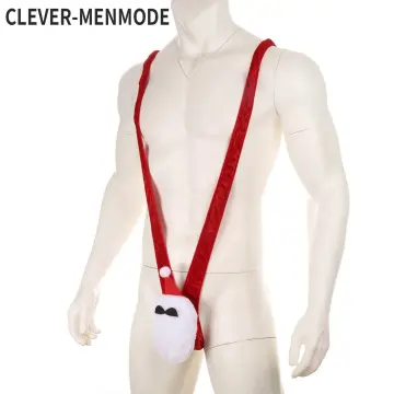 Christmas Men Novelty Sexy V-shaped Snowman Reindeer Mankini Panties Thongs  Suspender One Piece Underwear
