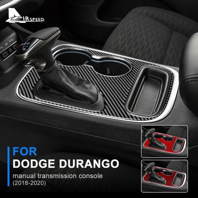 AIRSPEED Sticker For Dodge Durango 2018-2020 Car Real Carbon Fiber Gear Shift Panel Transmission Console Cover Sticker Interior