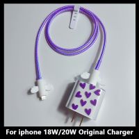 Cute Purple USB Cable Data Line Protector Cover For iphone 11 12 18/20W Fast Charger Protection Case Adapter Shell Protective