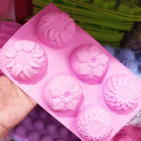 พิมพ์ซิลิโคน กลม ดอกไม้ 3แบบ FLOWER 3Type Circle Silicone Mold พิมพ์วุ้น ถาดน้ำแข็ง พิมพ์ซิลิโคนทำขนม พิมพ์เค้ก เยลลี่ ชอคโกแลต Chocolate Soap