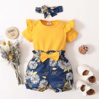 【hot sale】 卐┋❅ C10 Newborn Toddler Baby Girl Clothing Set Ruffle Long Sleeve Letter Print Top Floral Halen Pants Headband Hoodie Top