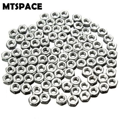 MTSPACE 100 pcs/Set Standar Kacang Sekrup M2 Dia 2mm Hex Screw Nut Kacang Berkualitas Baik Galvanis Baja Karbon 2mm