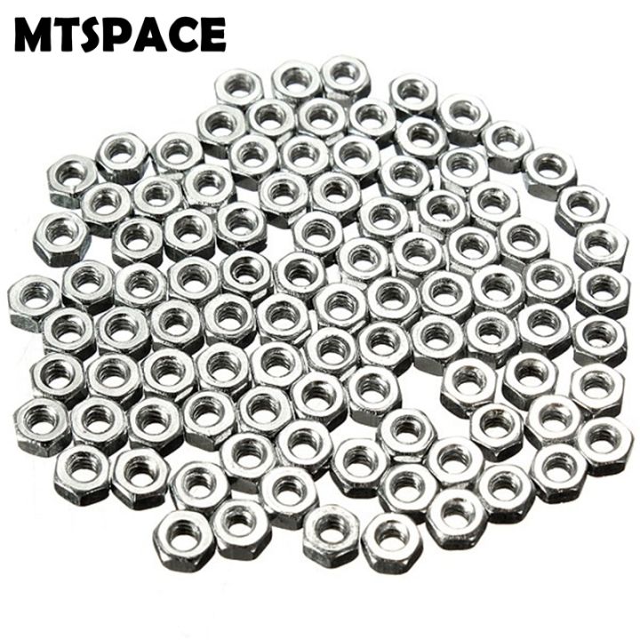 mtspace-100-pcs-set-standar-kacang-sekrup-m2-dia-2mm-hex-screw-nut-kacang-berkualitas-baik-galvanis-baja-karbon-2mm