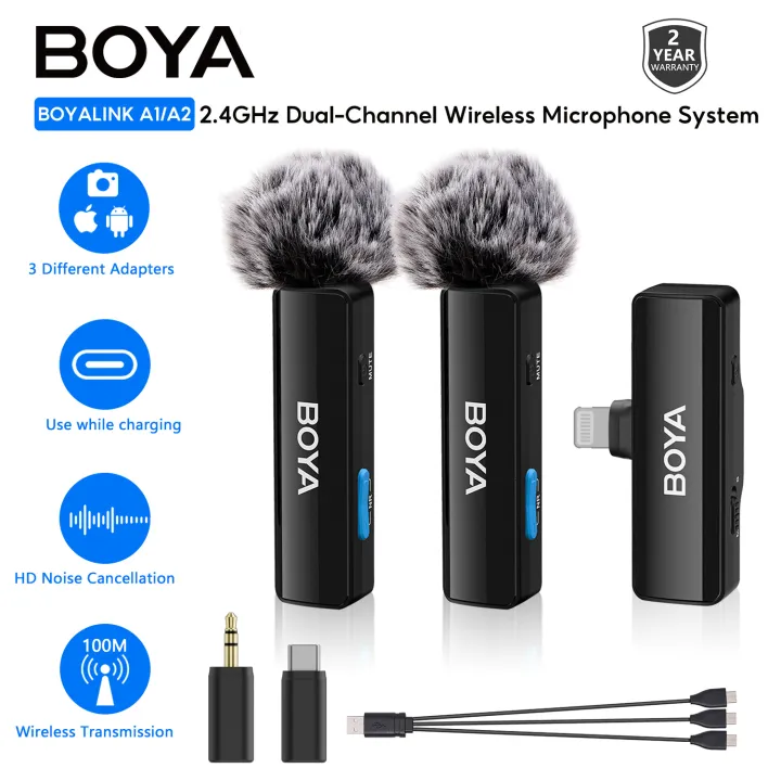 BOYA BOYALINK A1/A2 Wireless Microphone Comes with USBC, Lightning And