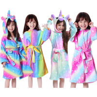 Autumn Unicorn Hooded Children Bathrobe Winter Baby Cartoon Bath Robe Animal For Boys Girls Pyjama Nightgown Kids Sleepwear Robe