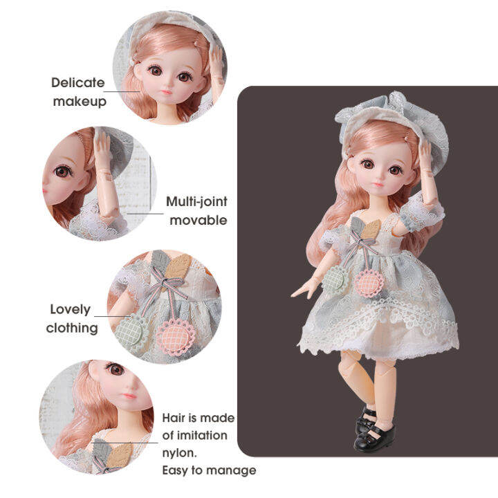 12-inch-31cm-bjd-doll-23-movable-joints-16-makeup-dress-up-3d-eyes-long-wig-for-babys-girls-toys-fashion-birthday-gifts-new