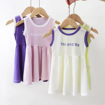 SweetCandy New Summer Girls Dress Korean Casual Solid Color Short