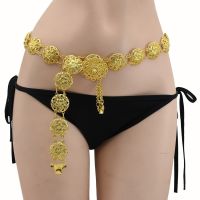 hot【DT】 Gold Color Hollow Ethnic Waist Chain Gypsy Belly Afghan Belts Thai Turkish Female Jewelry