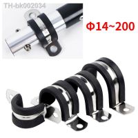 ❁┋﹍ M14 M200 304 Stainless Steel Clamp Rubber Coated R-Type Pipe Clamp Rack Hose Clamp Fixed Clamp Rack Half Round Pipe Clamp