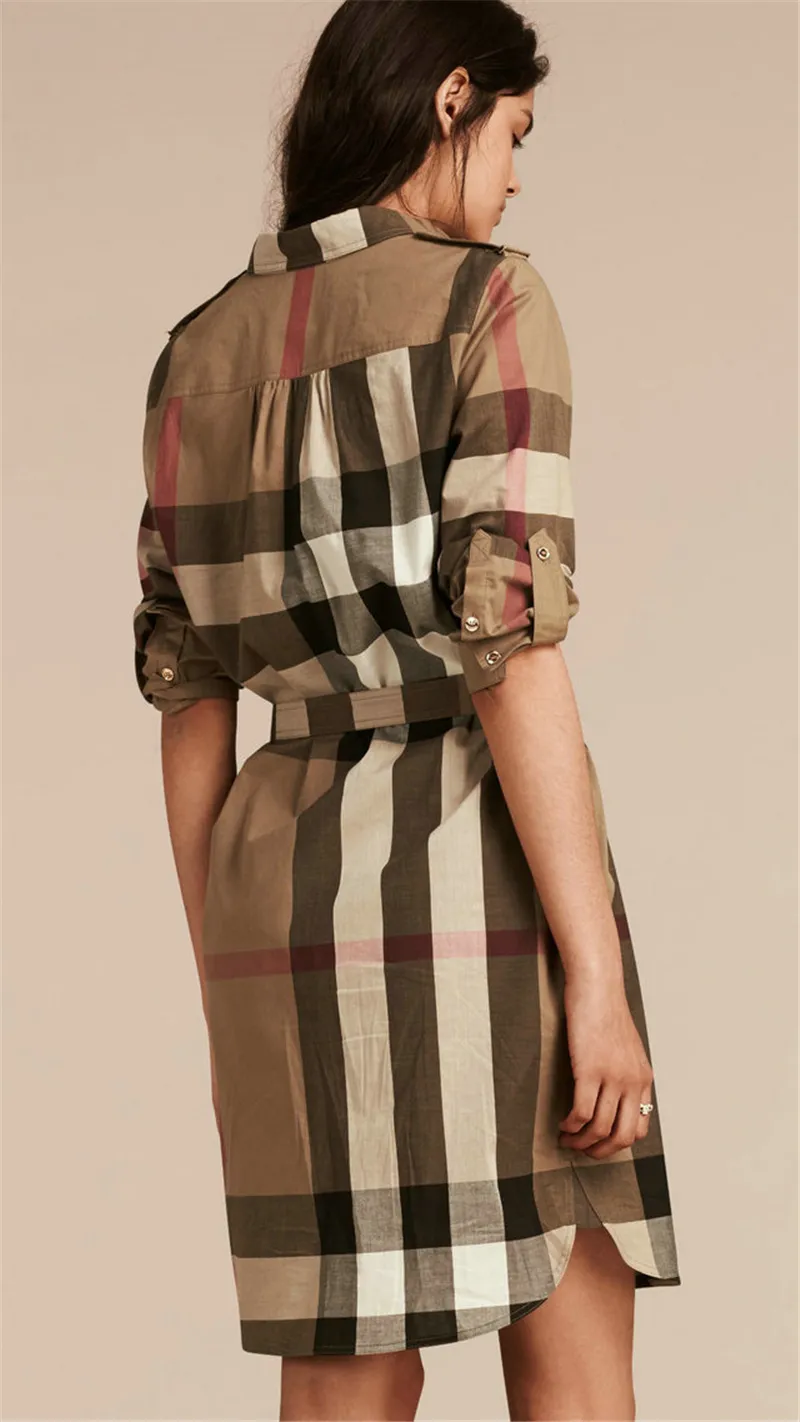 Burberrys Women Classic Fashion Button-up Midi Shirt Dress High-end Brand  Vintage Long Sleeves Female Dresses | Lazada PH