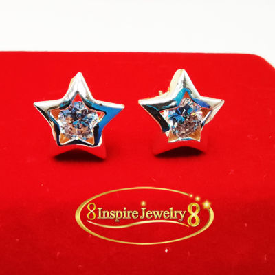 INSPIRE JEWELRY  SIZE M ต่างหูเพชรสวิสรูปดาว งานจิวเวลลี่ gold plated / diamond clonning
