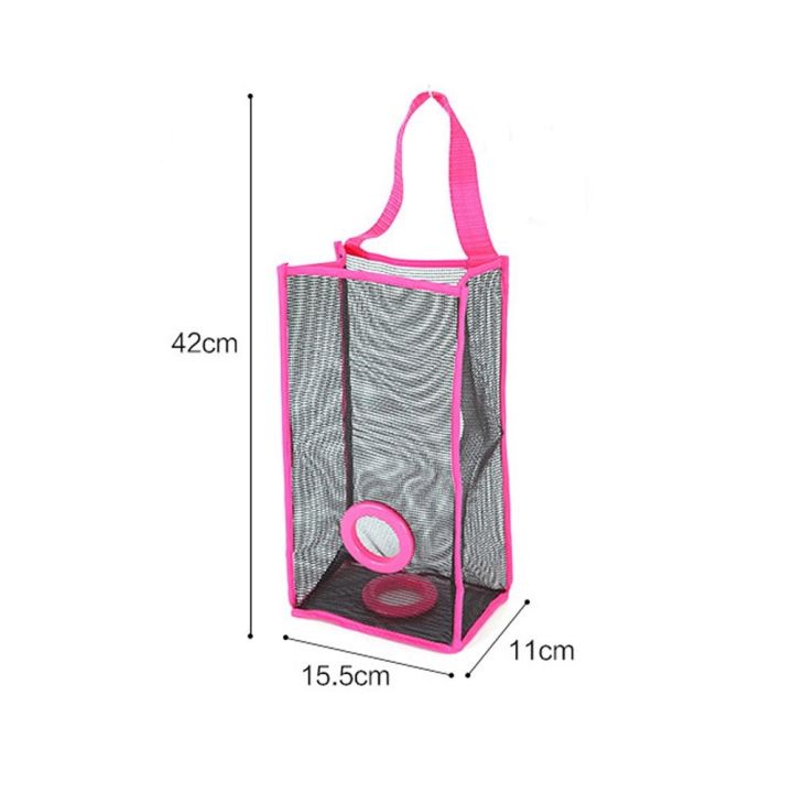 กุญแจมือ-กระเป๋าเก็บของขยะรีไซเคิลพับได้กระเป๋าแขวนตาข่ายพลาสติกระบายอากาศ
