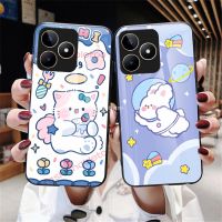 กระจกเทมเปอร์เคสโทรศัพท์สำหรับ Realme C53 Nfc C 53 C55 C 55 Nfc Narzo N53 N 53 NarzoN53 Realme C55 Realme C53เคส2023ป้องกันเลนส์กล้องนิ่มแฟชั่น TPU ขอบแข็งกันแรงกระแทกฝาครอบด้านหลัง